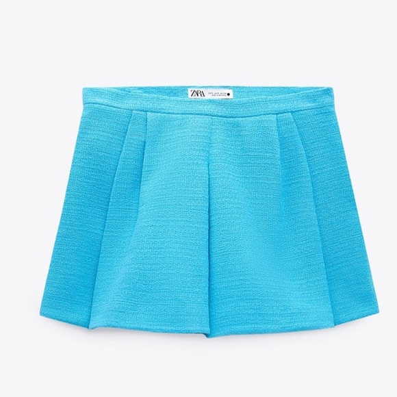 Aqua blue tweed like Zara bomber jacket and skort set - Picture 7 of 10